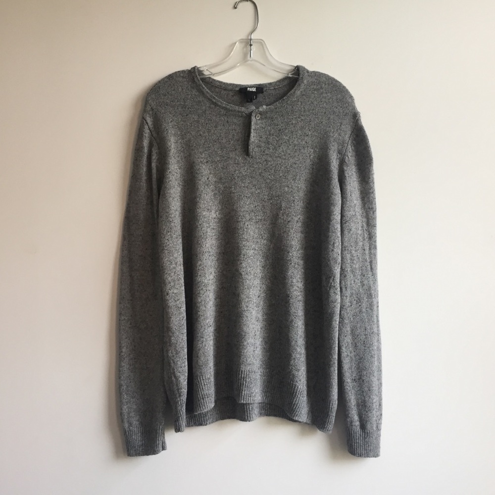 Paige light heather grey Fielder henley knit shirt